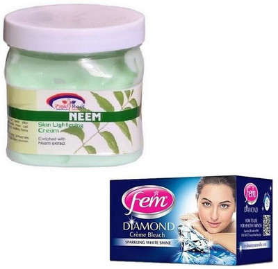 

Pink Root NEEM CREAM 500GM WITH FEM DIAMOND BLEACH 30GM(Set of 2)
