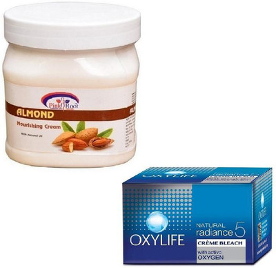 

Pink Root ALMOND CREAM 500GM WITH OXYLIFE CREME BLEACH 27GM(Set of 2)