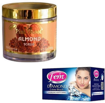 

Pink Root ALMOND SCRUB 100GM WITH FEM DIAMOND BLEACH 30GM(Set of 2)