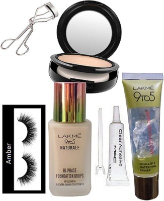 

Amber Eyelashes, Eyelashes glue, Eyelashes curler, Naturale foundation, Infallible mattifying Primer, compact(Set of 6)