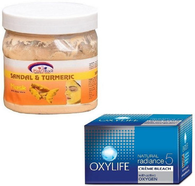 

Pink Root SANDAL MASK 500GM WITH OXYLIFE CREME BLEACH 27GM(Set of 2)