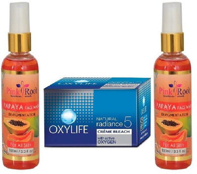 

Pink Root PAPAYA FACE WASH 2 PCS WITH OXYLIFE CREME BLEACH 27GM(Set of 3)