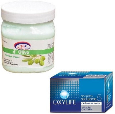 PINKROOT D OLIVE CREAM 500GM WITH OXYLIFE CREME BLEACH 27GM(2 Items in the set)