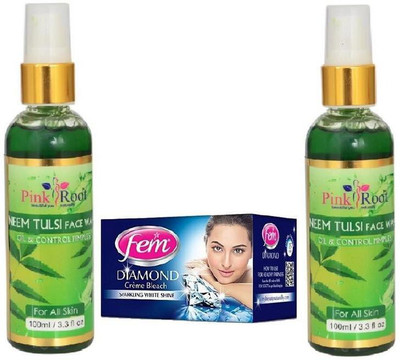 

Pink Root NEEM FACE WASH 2 PCS WITH FEM DIAMOND BLEACH 30GM(Set of 3)