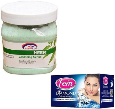 

Pink Root NEEM SCRUB 500GM WITH FEM DIAMOND BLEACH 30GM(Set of 2)