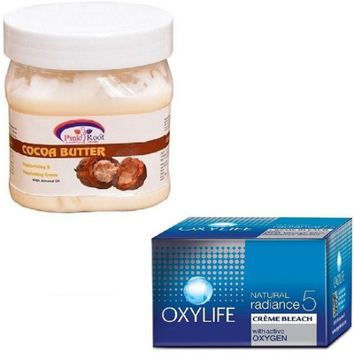 

Pink Root COCOA BUTTER CREAM 500GM WITH OXYLIFE CREME BLEACH 27GM(Set of 2)