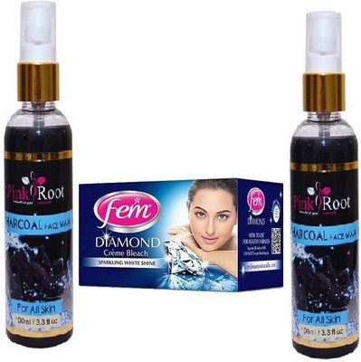 

Pink Root CHARCOAL FACE WASH 2 PCS WITH FEM DIAMOND BLEACH 30GM(Set of 3)