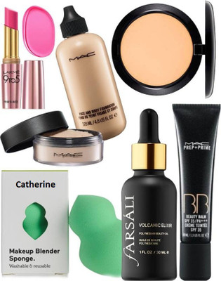 

catherine Sponge Puff & Silicon Puff,Primer Matte Lipstick & Loose Powder & Face and Body Foundation & Compact & Prep+Prime Beauty Balm Cream & Serum(Set of 8)