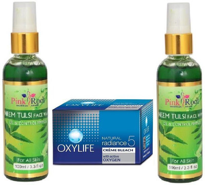 

Pink Root NEEM FACE WASH 2 PCS WITH OXYLIFE CREME BLEACH 27GM(Set of 3)