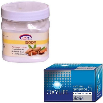 

Pink Root BODY MASSAGE CREAM 500GM WITH OXYLIFE CREME BLEACH 27GM(Set of 2)