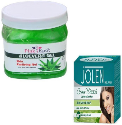 

Pink Root ALOEVERA GEL 500GM WITH JOLEN ALOEVERA CREME BLEACH 28GM(Set of 2)
