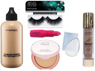 

pinkpanda Eyelashes & Silicon puff & Face&Body Foundation & Powder Foundation & Lipstick & Highlight Foundation(Set of 6)
