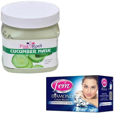 

Pink Root CUCUMBER MASK 500GM WITH FEM DIAMOND BLEACH 30GM(Set of 2)