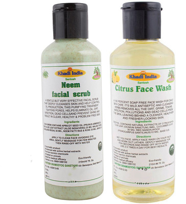 

Khadi India Santosh Khadi Herbal Neem facial scrub and Citrus Face Wash Combo Pack of 2x210 ml(Set of 2)