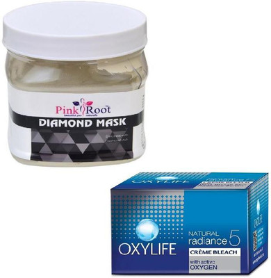 

Pink Root DIAMOND MASK 500GM WITH OXYLIFE CREME BLEACH 27GM(Set of 2)