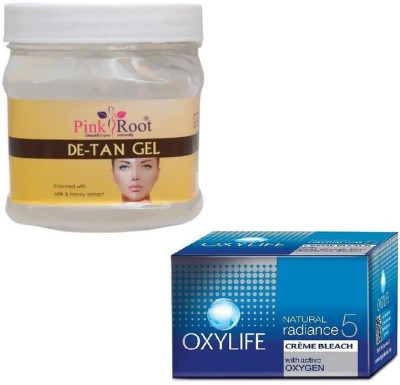 

Pink Root DE-TAN GEL 500GM WITH OXYLIFE CREME BLEACH 27GM(Set of 2)