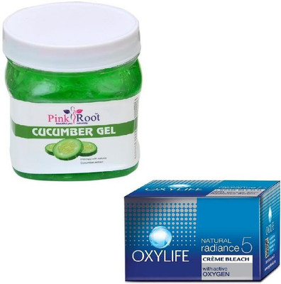 

Pink Root CUCUMBER GEL 500GM WITH OXYLIFE CREME BLEACH 27GM(Set of 2)