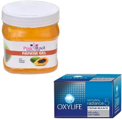 

Pink Root PAPAYA GEL 500GM WITH OXYLIFE CREME BLEACH 27GM(Set of 2)