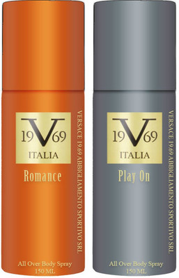 

ITALIA VERSACE ROMANCE AND PLAY ON DEODRANT COMBO 150ml Body Spray - For Men & Women(300 ml, Pack of 2)