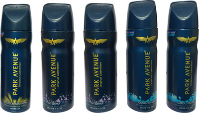 

Park Avenue 2STORM, 1 GOOD MORNING & 2 COOL BLUE ( PACK OF 5) Deodorant Spray - For Men(150 ml, Pack of 5)