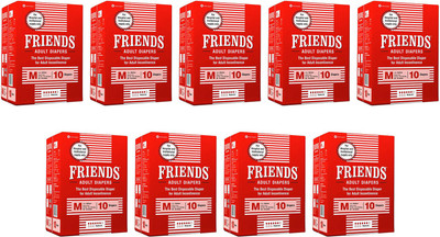 

Friends HOSPITAL ADULT DIAPERS, SIZE MEDIUM, 10 PCS PACK, COMBO OF 9 PACKS, FOR WAIST SIZE 28"-44" INCHES, TOTAL 90 DIAPERS Adult Diapers - M(90 Pieces)