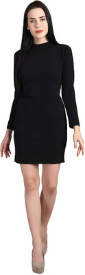 MIjaat Women Sheath Black Dress