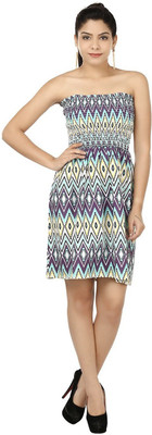 

Eves Pret A Porter Women's Gathered Multicolor Dress, Purple;white