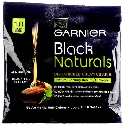 

Garnier Black Natural 1.0 Deep Black Oil- Enriched Cream Colour 20ml Hair Color(Deep Black)