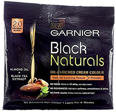 

Garnier Black Natural 2.0 Original Black Oil- Enriched Cream Colour 20ml Hair Color(Original Black)