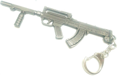 Prime Key Chain PUBG silver color machine gun with extend mag keychain ZI Key Chain