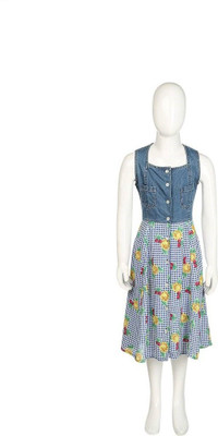 

Eves Pret A Porter Girls Midi/Knee Length Casual Dress(Blue, Sleeveless, Elegant blue & chic red