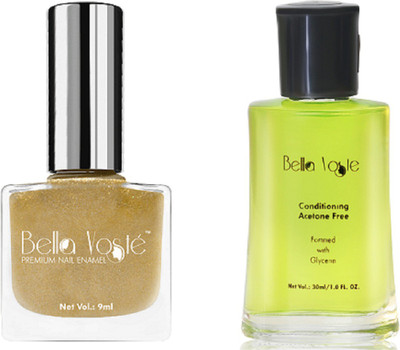 Bella Voste Nail Polish Kit GLITTER GOLD Glossy 39 ml Pack of 2(Pack of 2)