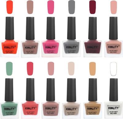 

Kwality Nail Paints | Nail Polish| Nail Paint Combo Set of 12 Candy Orange-Salmon Run-Pink -Grey-Maroon-Salmon Pink-Mischievous Mint-Baby Pink-Salmon-Light Beige-Beige-White(Pack of 12)