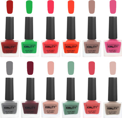 

Kwality Nail Paints | Nail Polish| Nail Paint Combo Set of 12 Red-Green-Pink Mania-Candy Orange-Salmon Run-Pink -Grey-Maroon-Salmon Pink-Mischievous Mint-Baby Pink-Light Baby Nude(Pack of 12)