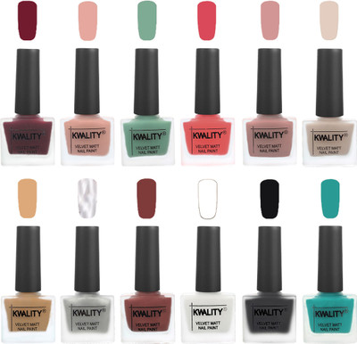 

Kwality Nail Paints | Nail Polish| Nail Paint Combo Set of 12 Maroon-Salmon Pink-Mischievous Mint-Baby Pink-Salmon-Light Beige-Beige-Silver-Dark Tan-White-Black-Sea Green(Pack of 12)