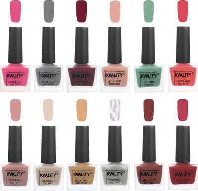 

Kwality Nail Paints | Nail Polish| Nail Paint Combo Set of 12 Pink -Grey-Maroon-Salmon Pink-Mischievous Mint-Baby Pink-Salmon-Light Beige-Beige-Silver-Dark Tan-Rani Pink(Pack of 12)