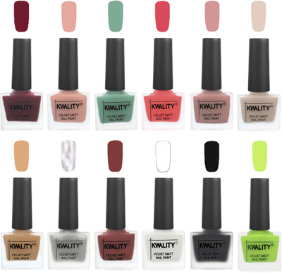 

Kwality Nail Paints | Nail Polish| Nail Paint Combo Set of 12 Maroon-Salmon Pink-Mischievous Mint-Baby Pink-Salmon-Light Beige-Beige-Silver-Dark Tan-White-Black-Light Lemon Green(Pack of 12)