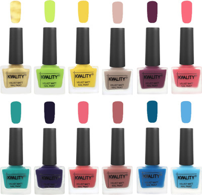 

Kwality Nail Paints | Nail Polish| Nail Paint Combo Set of 12 Golden-Light Lemon Green-Yellow-Light Baby Nude-Purple-Frozen Pink-Sea Green-Royal Blue-Nude Pink-Dark Nude-Peacock Blue-Light Blue(Pack of 12)