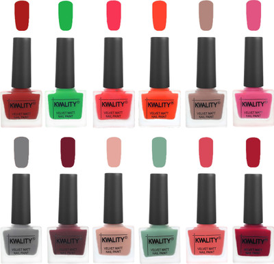 

Kwality Nail Paints | Nail Polish| Nail Paint Combo Set of 12 Red-Green-Pink Mania-Candy Orange-Salmon Run-Pink -Grey-Maroon-Salmon Pink-Mischievous Mint-Baby Pink-Berry(Pack of 12)