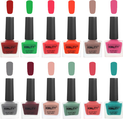 

Kwality Nail Paints | Nail Polish| Nail Paint Combo Set of 12 Red-Green-Pink Mania-Candy Orange-Salmon Run-Pink -Grey-Maroon-Salmon Pink-Mischievous Mint-Baby Pink-Sea Green(Pack of 12)