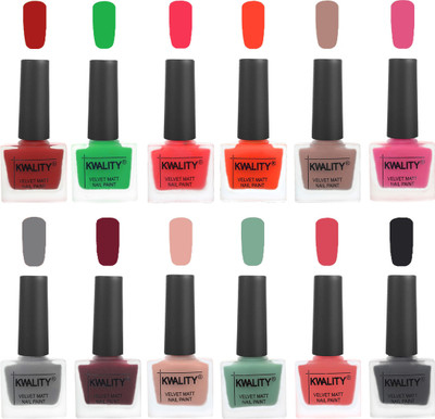 

Kwality Nail Paints | Nail Polish| Nail Paint Combo Set of 12 Red-Green-Pink Mania-Candy Orange-Salmon Run-Pink -Grey-Maroon-Salmon Pink-Mischievous Mint-Baby Pink-Dark Grey(Pack of 12)