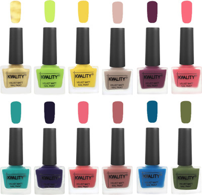

Kwality Nail Paints | Nail Polish| Nail Paint Combo Set of 12 Golden-Light Lemon Green-Yellow-Light Baby Nude-Purple-Frozen Pink-Sea Green-Royal Blue-Nude Pink-Dark Nude-Peacock Blue-Olive Green(Pack of 12)
