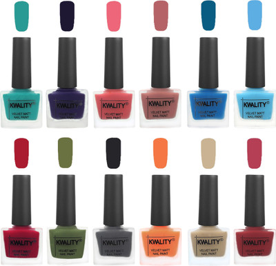 

Kwality Nail Paints | Nail Polish| Nail Paint Combo Set of 12 Sea Green-Royal Blue-Nude Pink-Dark Nude-Peacock Blue-Light Blue-Berry -Olive Green-Dark Grey-Peach-Nude-Rani Pink(Pack of 12)