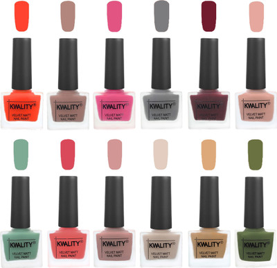 

Kwality Nail Paints | Nail Polish| Nail Paint Combo Set of 12 Candy Orange-Salmon Run-Pink -Grey-Maroon-Salmon Pink-Mischievous Mint-Baby Pink-Salmon-Light Beige-Beige-Olive Green(Pack of 12)
