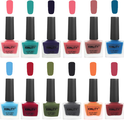 

Kwality Nail Paints | Nail Polish| Nail Paint Combo Set of 12 Frozen Pink-Sea Green-Royal Blue-Nude Pink-Dark Nude-Peacock Blue-Light Blue-Berry -Olive Green-Dark Grey-Peach-Rani Pink(Pack of 12)
