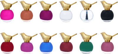 

HD Fashion Disco Professional Nail Polish Pink,Purple,Blue,White,Extra Shine Top Coat,Black,Green,Red,Bright Plum,Wine,Skin Nude(Pack of 12)