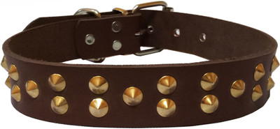 

Petshop7 Export Quality PU Leather Dog Collar with Spiked 1.25in  Dog Everyday Collar(, Brown