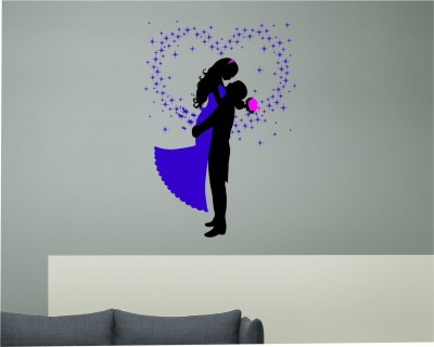 Jump up 59 cm Wedding couple, Wall sticker Self Adhesive Sticker(Pack of 1)