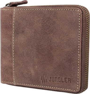 Jungler Men Casual Brown Genuine Leather Wallet(6 Card Slots)