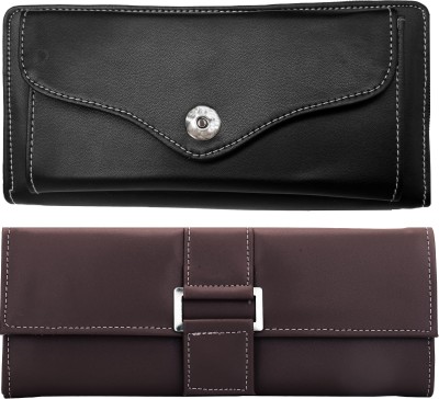 LADY BAR Casual Brown, Black  Clutch(Pack of: 2)